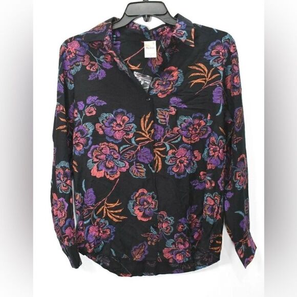 Blair Floral Print Multicolor Long Sleeve Patch Pocket Button Up Shirt 2X - Picture 1 of 7